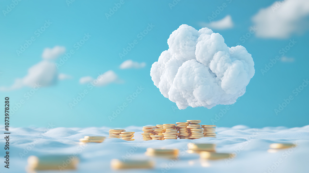 Poster cloud computing cost efficiency concept with payperuse pricing and resource optimization 3d illustra