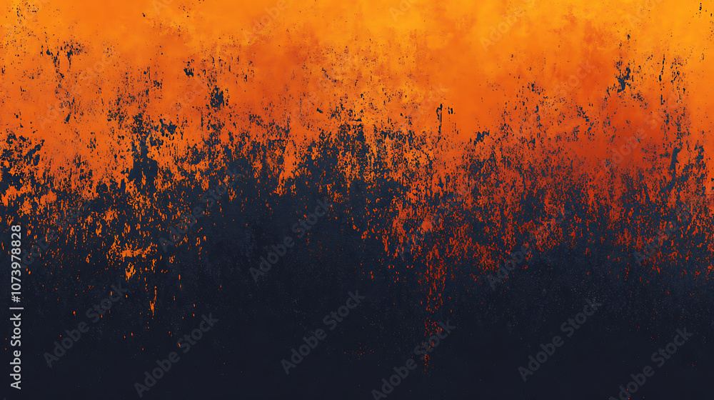Poster Dark orange and black gradient background with grainy texture and luminous color splash