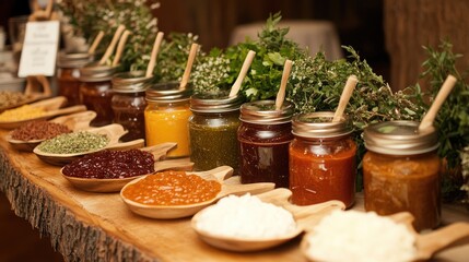 Elegant Display of Mustard and Ketchup on Rustic Table