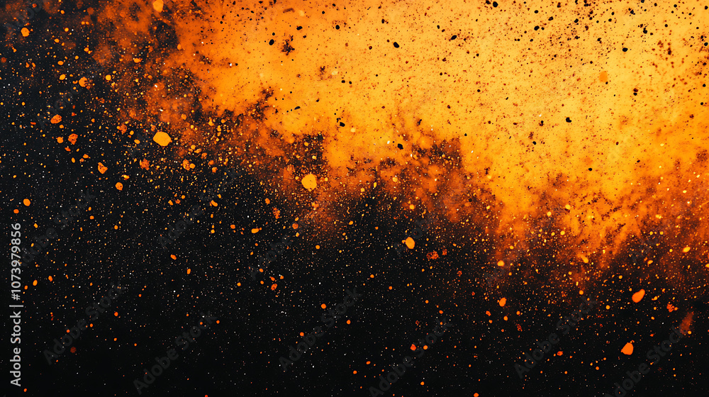 Aufkleber fiery orange and black ombre background with grainy grunge texture abstract web banner