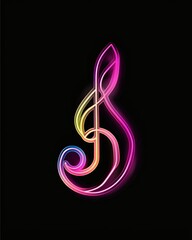 a music note in vector style in the style of neon lights.