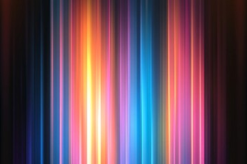 A series of vertical neon lights in blue, orange, and pink colors against a dark background.