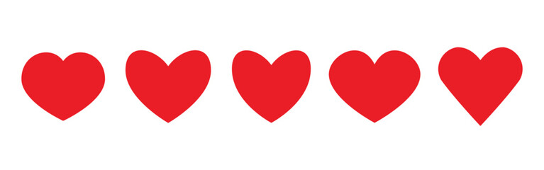 Red heart icons set. Romance or Valentine's day in love heart symbol. Editable Vector Illustration 