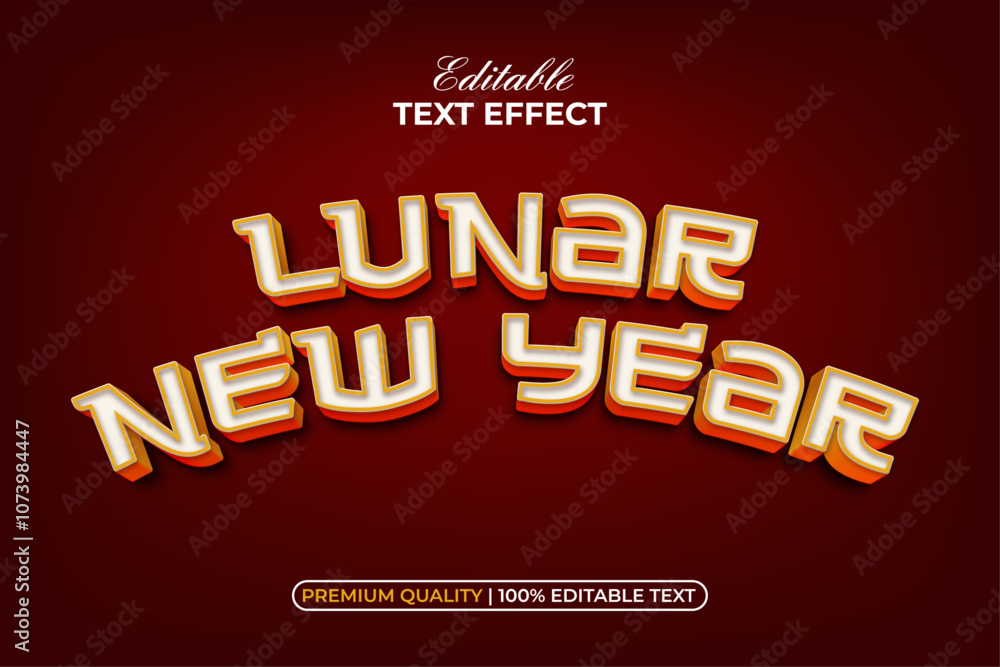 Aufkleber lunar new year text effect 3d style. editable text effect.