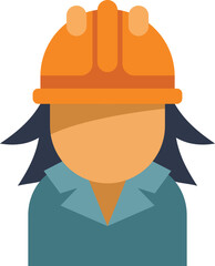 Faceless female construction worker wearing a hard hat and safety uniform