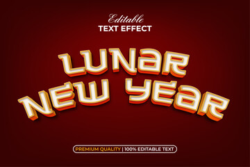 Lunar New Year Text Effect 3D Style. Editable Text Effect.