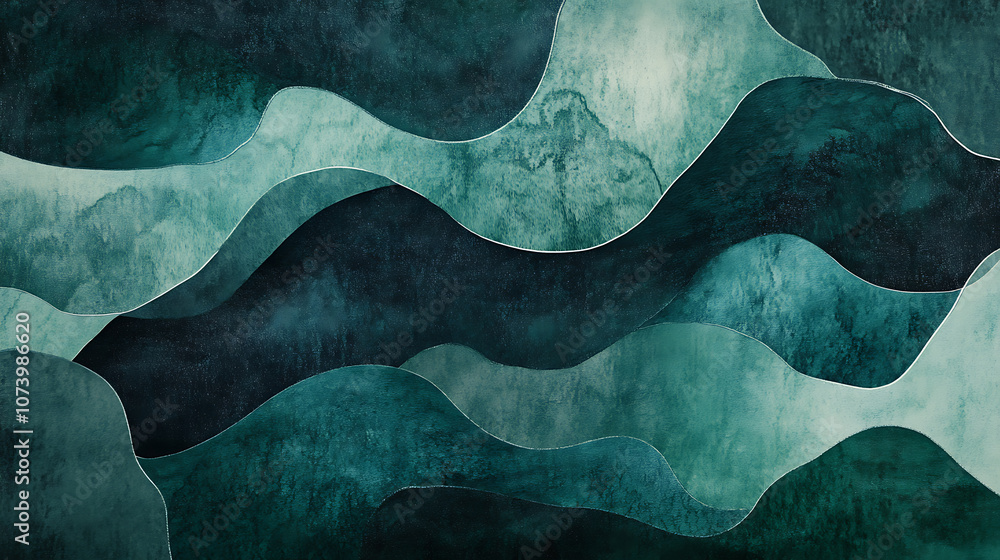 Aufkleber abstract green watercolor background with organic shapes and textures dynamic backdrop design