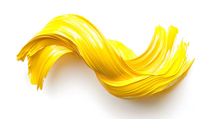 Abstract twisted 3d yellow brush stroke shape isolated on white background digital art
