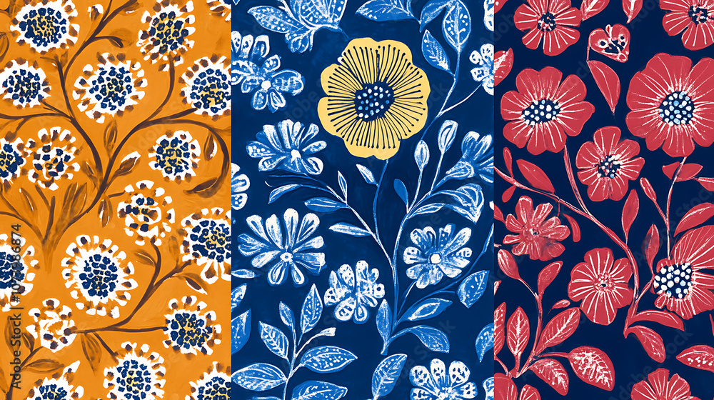 Poster indian traditional block print design pattern, ajrakh pattern batik print pattern, traditional india