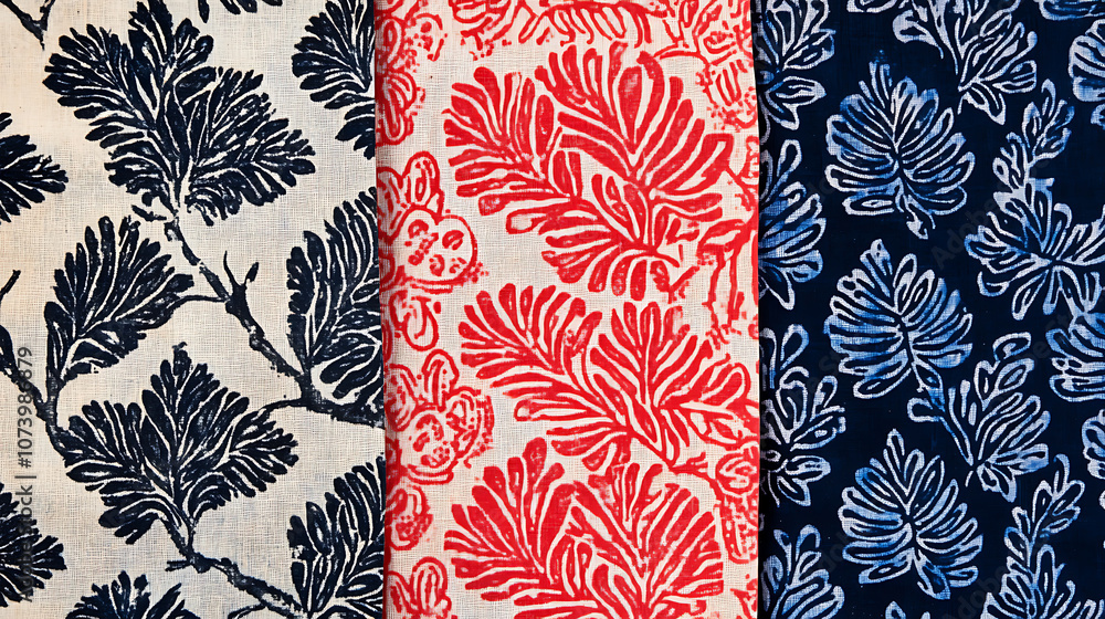 Poster indian traditional block print design pattern, ajrakh pattern batik print pattern, traditional india