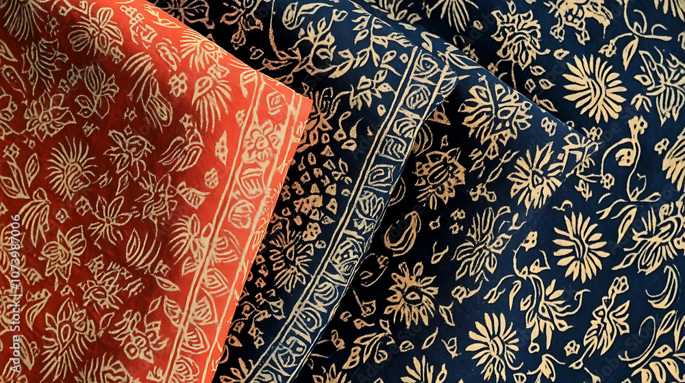 Aufkleber indian traditional block print design pattern, ajrakh pattern batik print pattern, traditional india