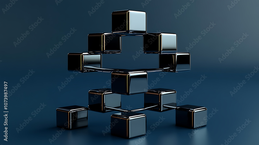 Aufkleber Abstract business hierarchy structure flowchart on virtual screen organizational mindmap