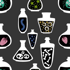Halloween witch bottle season poison pattern for wrapping paper and fabrics