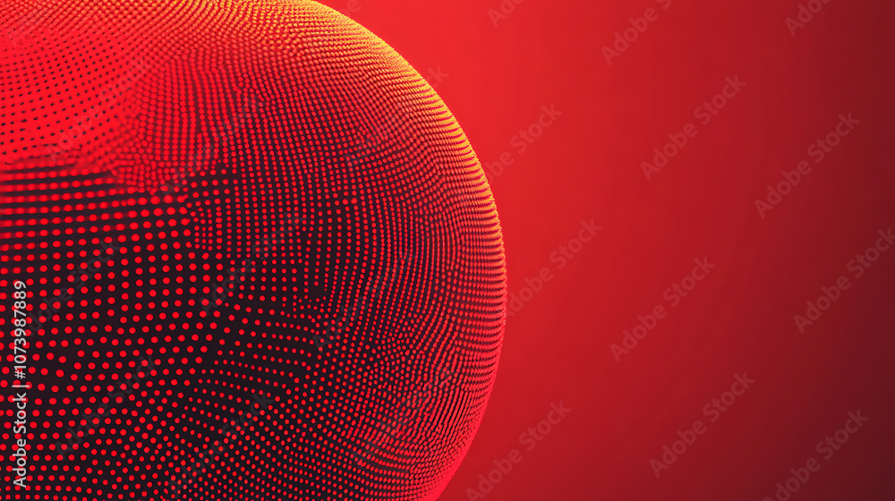 Aufkleber red background, red gradient with dots in the shape of planet earth, technology style
