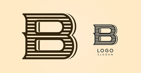 Vintage western letter B, country stylish old lettermark for retro bar logo, BBQ cafe, tattoo salon, saloon plaque, alcohol label. Vector illustration