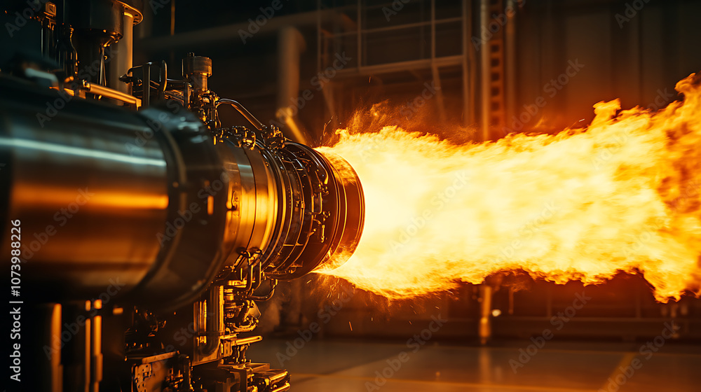 Aufkleber Simulating jet engine combustion to visualize heat fluid dynamics, displaying temperature gradients and efficiency metrics, providing insights into optimal performance and energy utilization