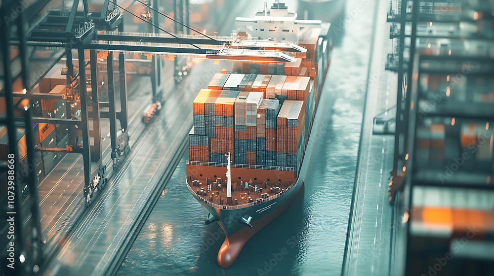 Poster the concept of smart logistics and warehouse technology, featuring real-time data location tracking 