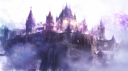 Fototapeta premium A magical academy where young wizards and witches train in the arcane arts, in white background. magical academy. illustration. Arcane. Illustration