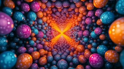Fototapeta premium Vibrant Tunnel of Colorful Spheres