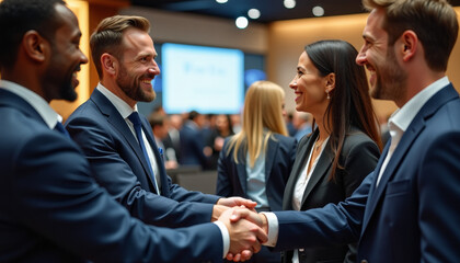 Business Professionals Networking at Conference