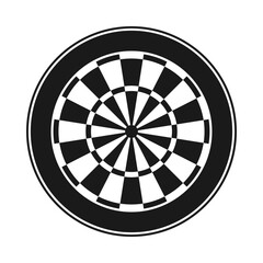 Dartboard icon for a game of darts in black and white vector