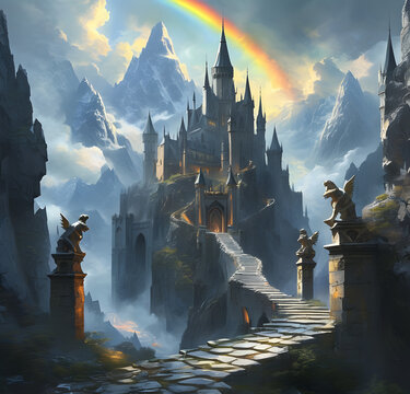 Majestic Castle in the Mountains