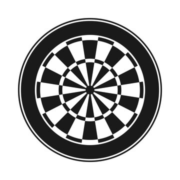 Dartboard icon for a game of darts in black and white vector