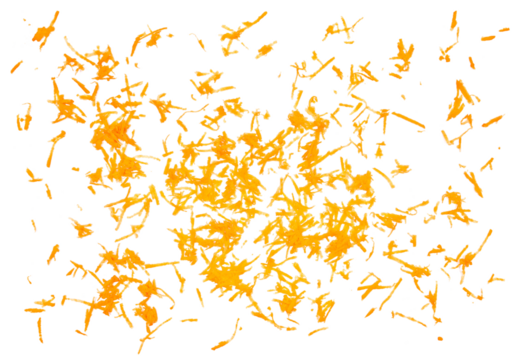 Fresh grated carrot isolated on white, background and texture