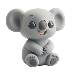 Naklejka premium Koala with Smiling Face in Serene Environment isolated on transparent PNG background.