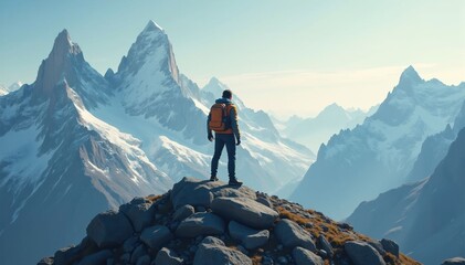 Standing on Top of the World Serenity in the Mountains