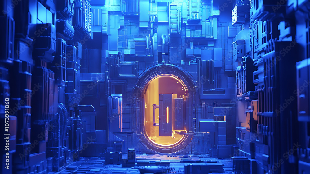 Aufkleber impenetrable fortress robust endpoint security solution conceptual 3d illustration
