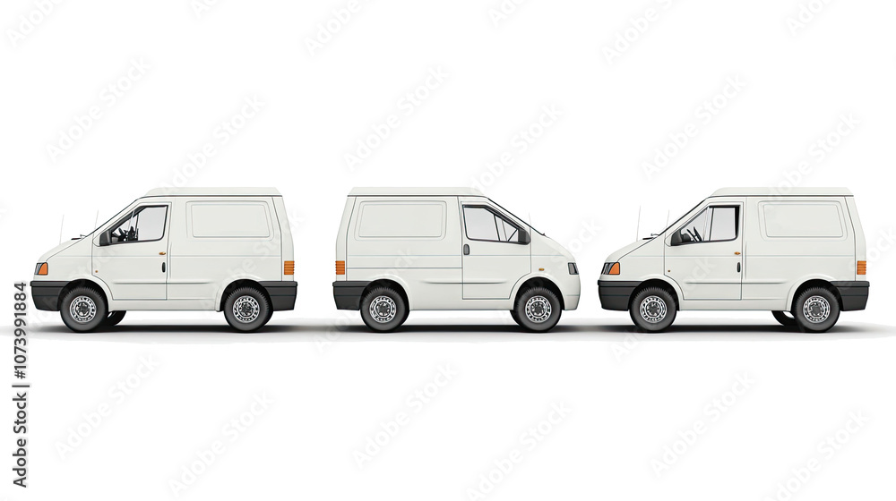 Poster delivery vans displaying designs on transparent background generative ai