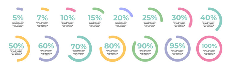 Set of circle vector percent infographic, statistic, statistics data, speed, elements