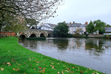 A view of the River Avon in Christchurch running under the Castle street bridge