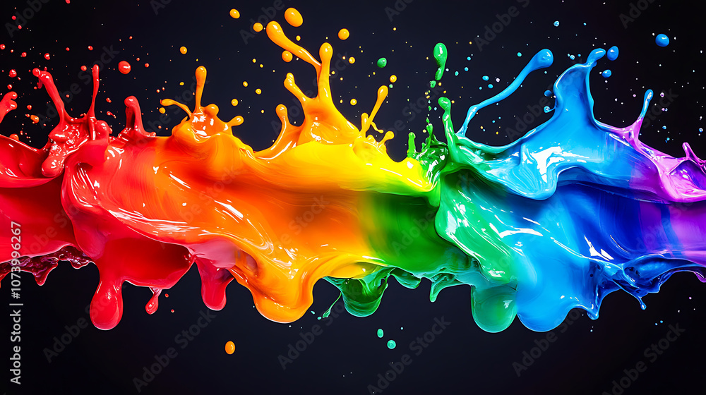 Poster dynamic abstract paint splash background vibrant liquid spectrum illustration