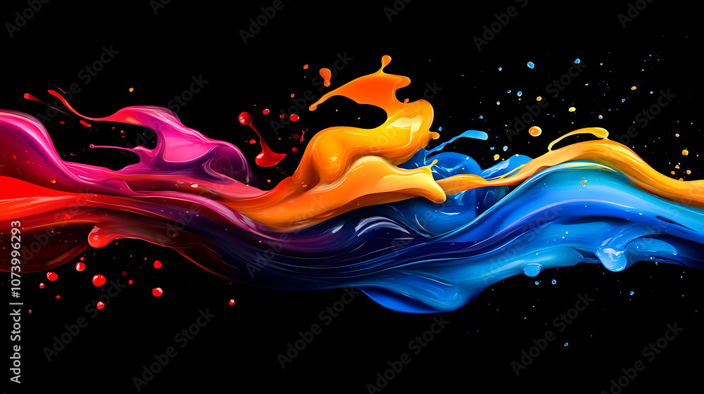 Poster dynamic abstract paint splash background vibrant liquid spectrum illustration