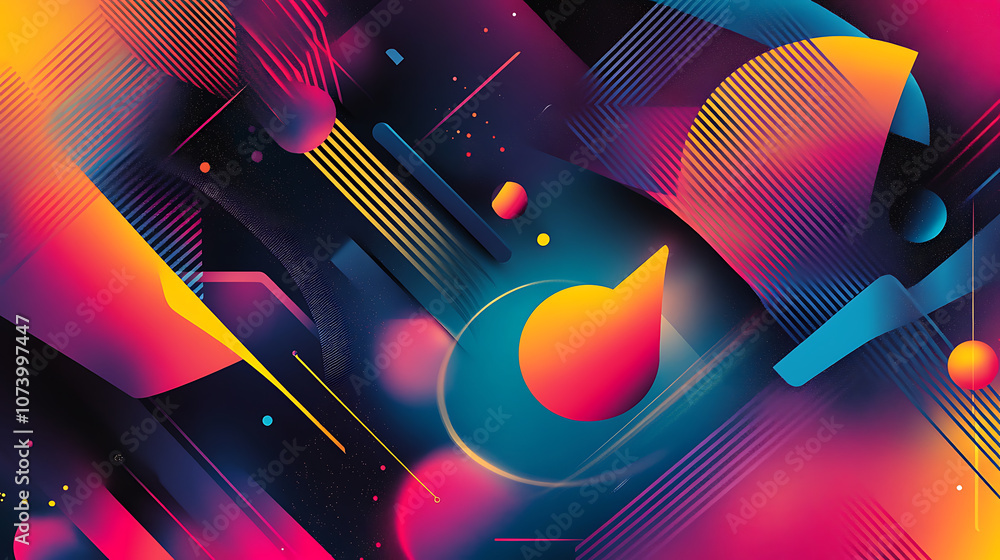 Aufkleber futuristic fusion dynamic interplay of geometric forms and vivid hues abstract background
