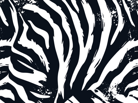 Zebra print pattern texture jungle vector background. Zebra skin pattern abstract wildlife design illustration.
