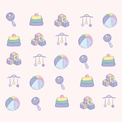 pattern with toys baby ilustration