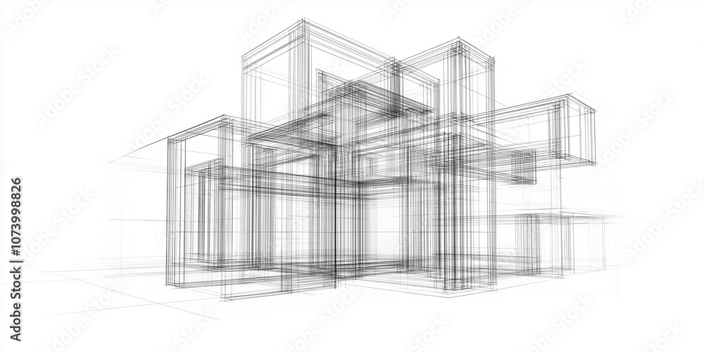 Aufkleber abstract architectural wireframe building structure on white background