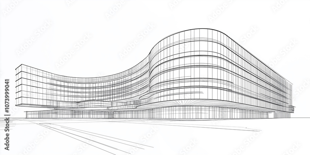 Aufkleber abstract architecture building wireframe structure showing modern design