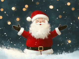 Santa Claus on the snow Christmas card