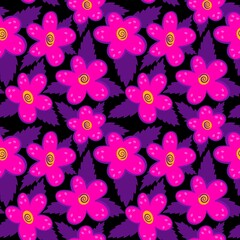 Abstract floral seamless retro flower pattern for fabrics and linens
