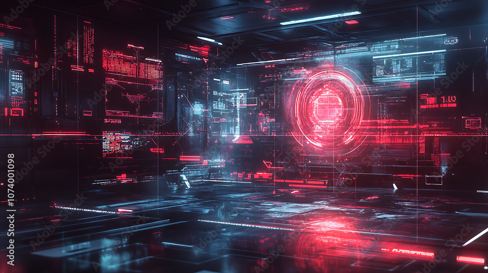 Poster Scifi hud screen with futuristic elements holographic interface for cyberpunk game or vr vector illustration