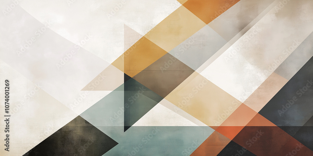 Aufkleber Abstract geometric background featuring overlapping triangles and rectangles in earthy tones