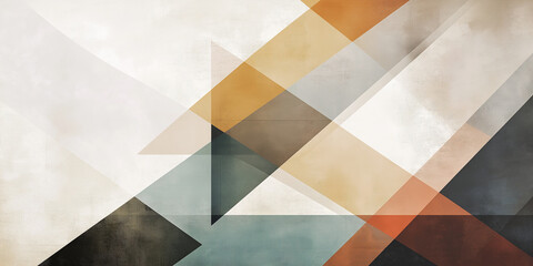 Abstract geometric background featuring overlapping triangles and rectangles in earthy tones
