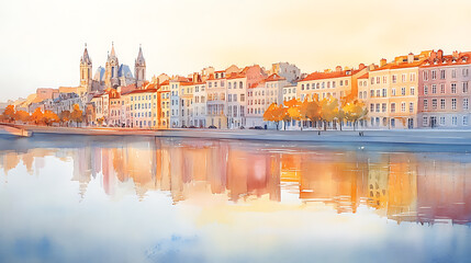Serene Saone River Reflecting Colorful