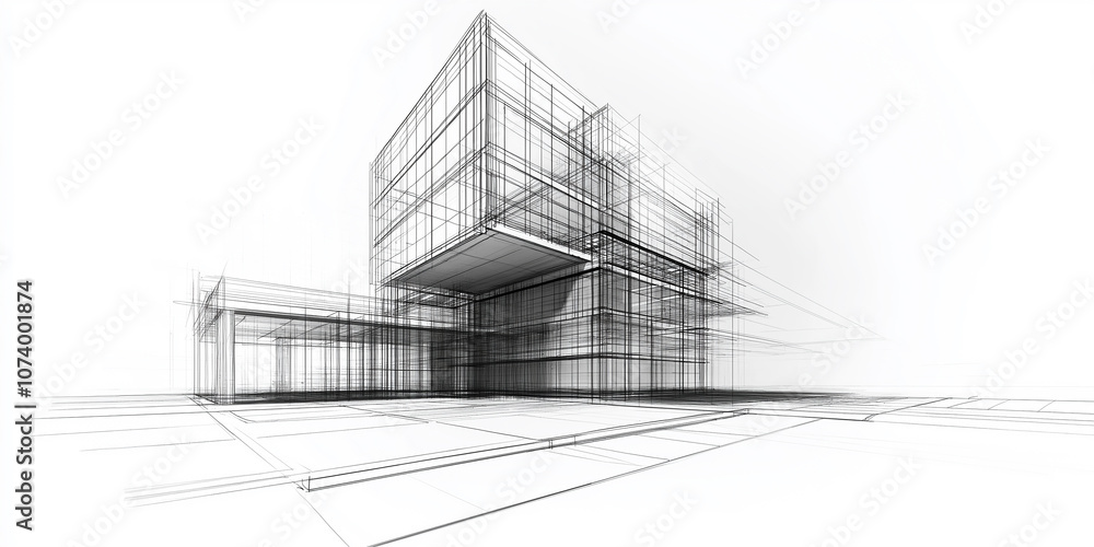 Leinwandbilder abstract architectural building design showing futuristic wireframe structure