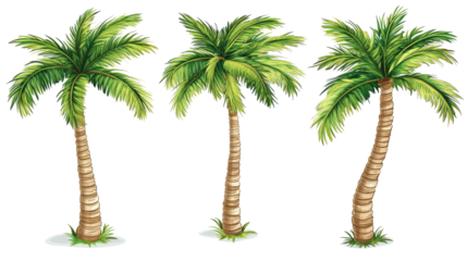 Cartoon Palm Trees on Transparent Background Generative AI