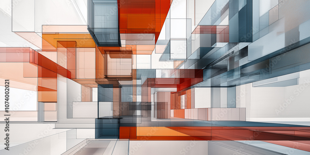 Poster abstract geometric glass structure creating modern architectural design